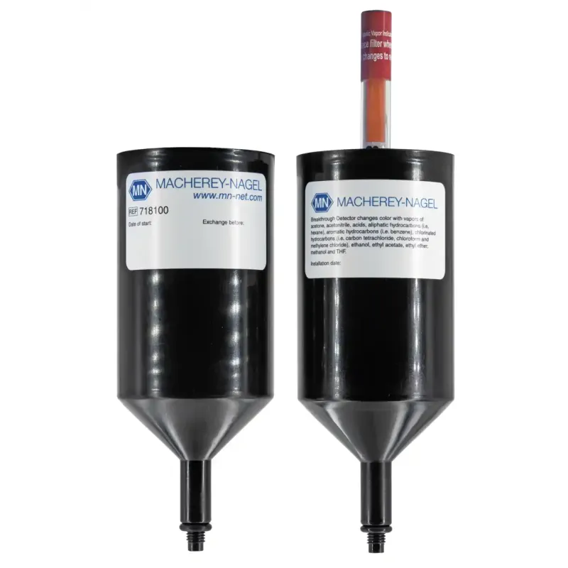 Exhaust filter with break-through indicator filled with carbon for caps with 1/4"-28 fitting pack of 1