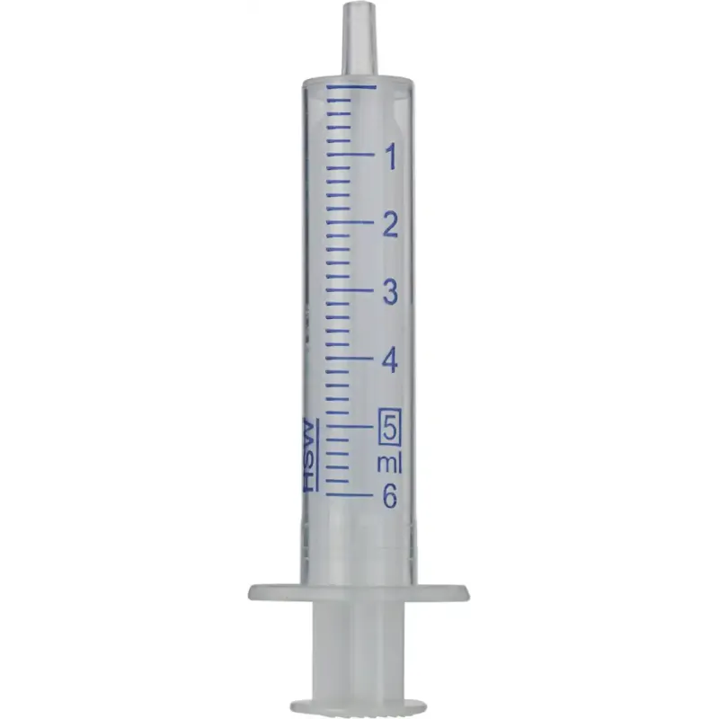 Disposable syringes with luer tip, 5 mL pack of 100