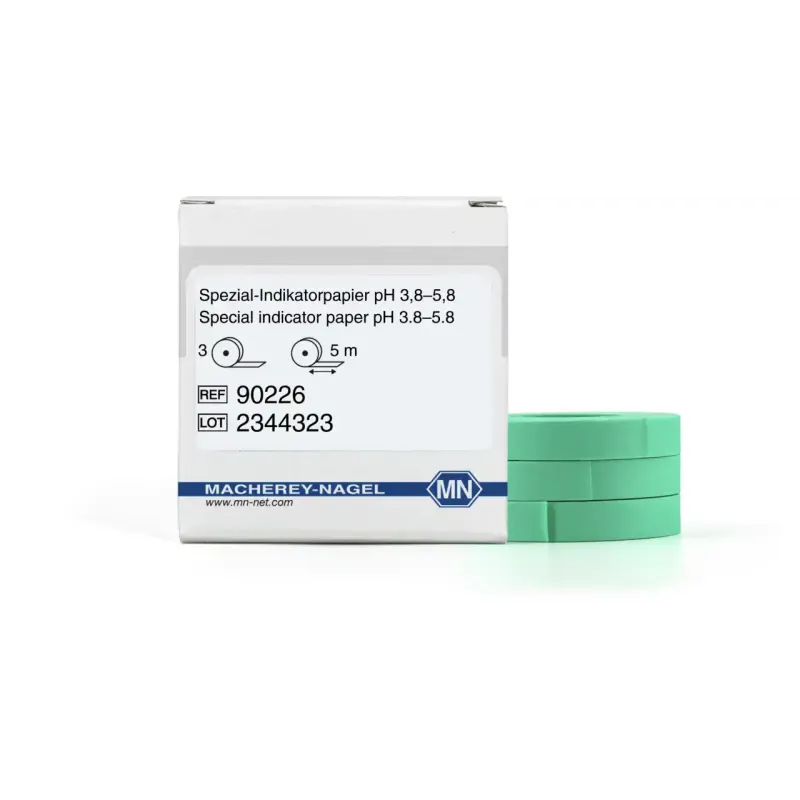 Special indicator paper pH 3.8-5.8 test paper - refill pack of 3 reels - measuring range: pH <(><<)>3.8-3.8-4.1-4.3- 4.5-4.7-4.9-5.2-5.5-5.8>5.8 reel of 5 m length x 7 mm width