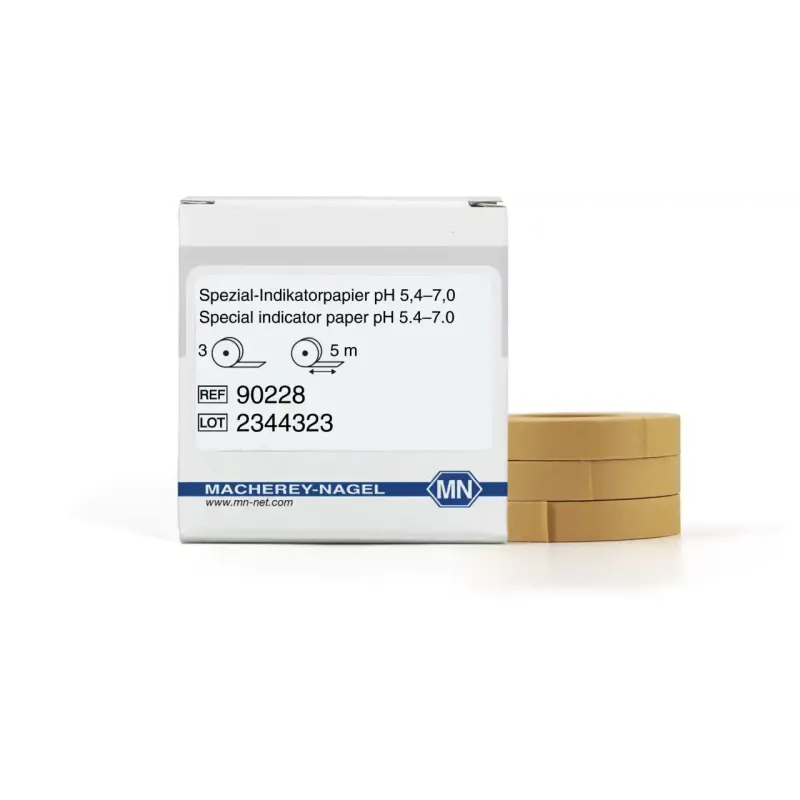 Special indicator paper pH 5.4-7.0 test paper - refill pack of 3 reels - measuring range: pH <(><<)>5.4-5.4-5.7-6.0- 6.2-6.4-6.7-7.0->7.0 reel of 5 m length x 7 mm width