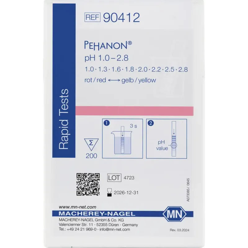 PEHANON pH 1.0 - 2.8 box of 200 strips 11 x 100 mm