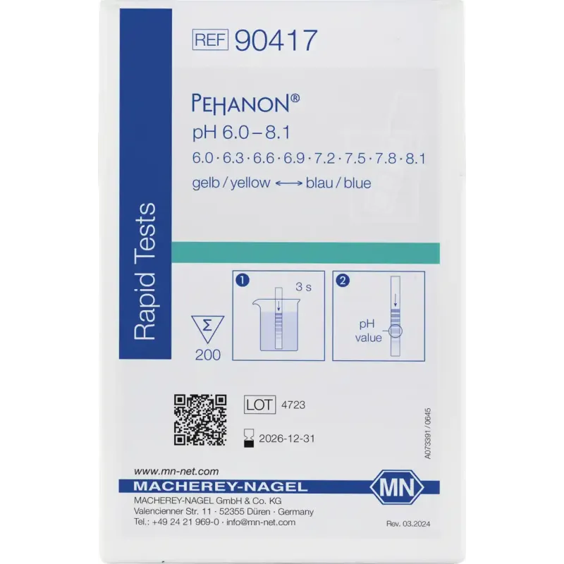 PEHANON pH 6.0 - 8.1 box of 200 strips 10 x 100 mm