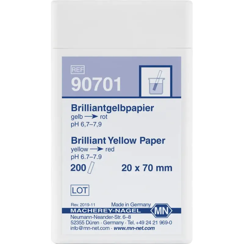 Brillant yellow paper box of 200 strips 20 x 70 mm