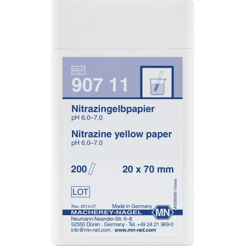 Nitrazine yellow paper box of 200 strips 20 x 70 mm