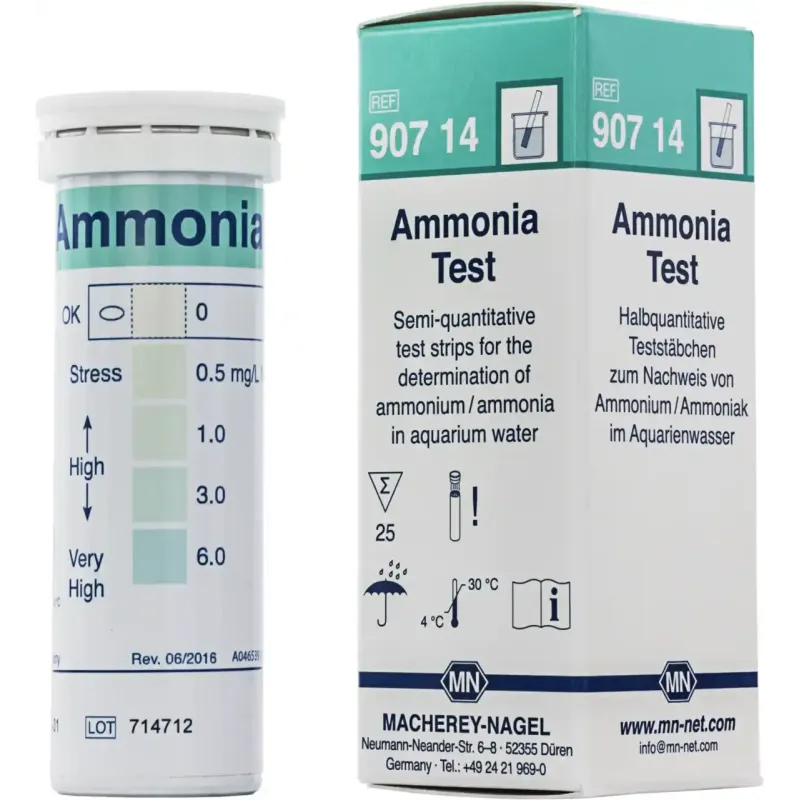 Ammonia Test for detection of ammonia in aquariums pack of 25 strips