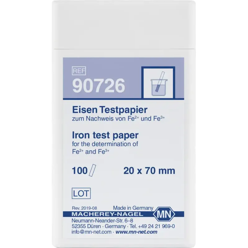 Iron test paper test strips 20 x 70 mm sufficient for 100 determinations
