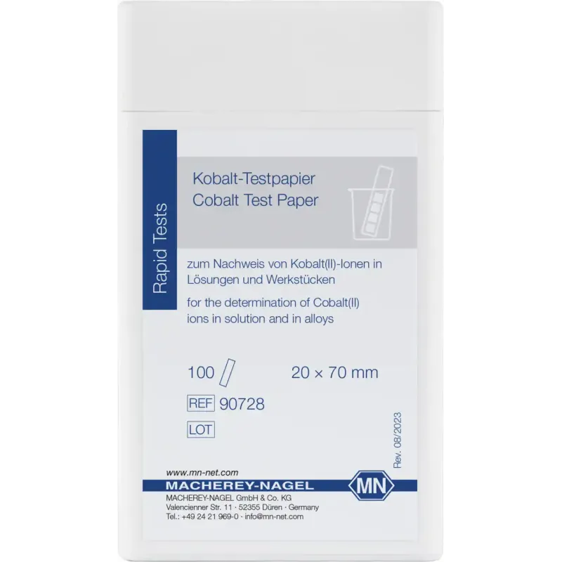 Cobalt test paper test strips 20 x 70 mm sufficient for 100 determinations