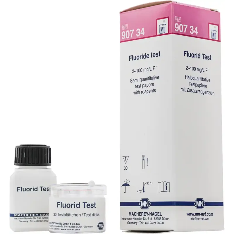 Fluoride test semi-quantitative test papers with reagents box of 30 discs