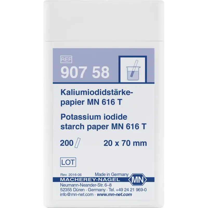 Potassium iodide starch paper MN 616 T test strips 20 x 70 mm sufficient for 200 determinations minimum order quantity: 5 pieces