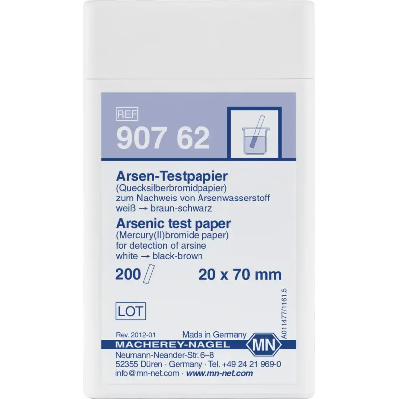 Arsenic test paper (mercury bromide paper) test strips 20 x 70 mm sufficient for 200 determinations