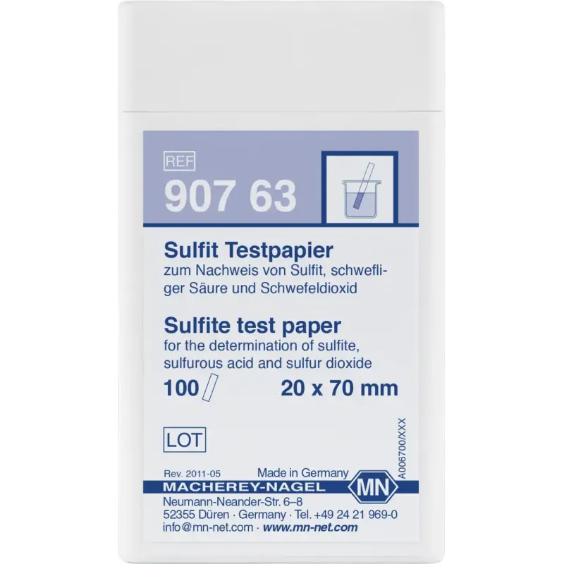 Sulfite test paper test strips 20 x 70 mm sufficient for 100 determinations