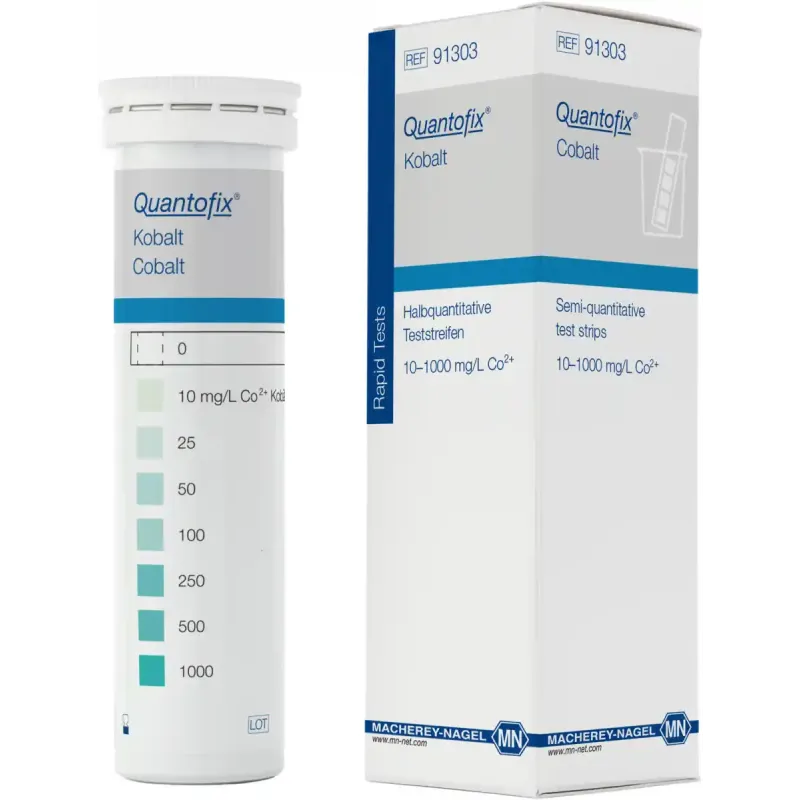 QUANTOFIX Cobalt test strips 6 x 95 mm measuring range: 0-10-25-50-100-250- 500-1000 mg/L Co2+ sufficient for 100 determinations