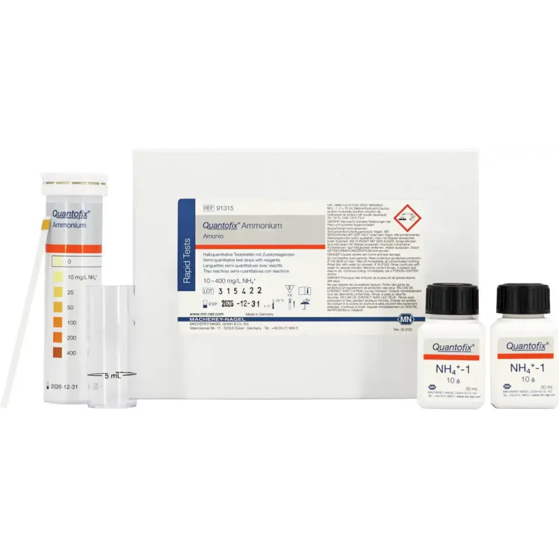 QUANTOFIX Ammonium test strips 6 x 95 mm measuring range: 0-10-25-50-100- 200-400 mg/L NH4+ sufficient for 100 determinations