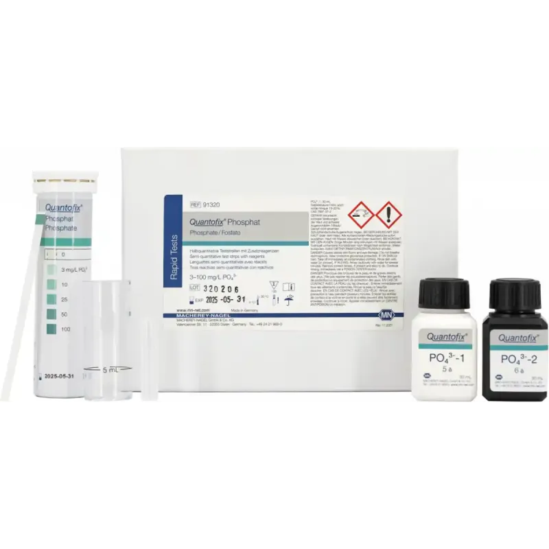QUANTOFIX Phosphate test strips 6 x 95 mm measuring range: 0-3-10-25-50-100 mg/L PO43- sufficient for 100 determinations