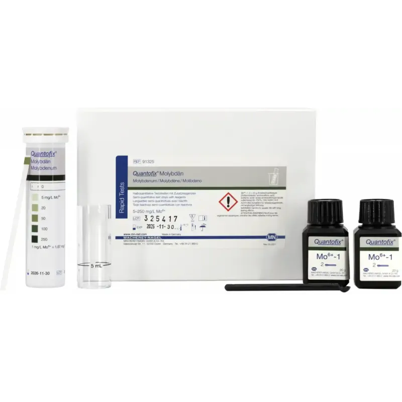QUANTOFIX Molybdate test strips 6 x 95 mm measuring range: 0-5-20-50-100-250 mg/L Mo6+ sufficient for 100 determinations