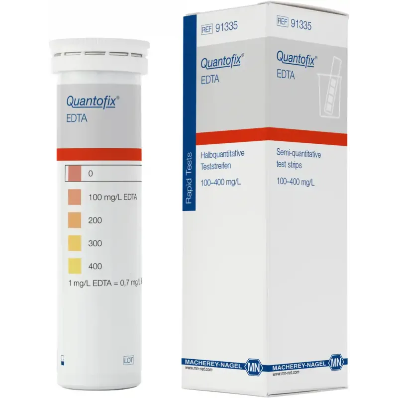 QUANTOFIX EDTA test strips 6 x 95 mm measuring range: 0-100-200-300-400 mg/L EDTA sufficient for 100 determinations