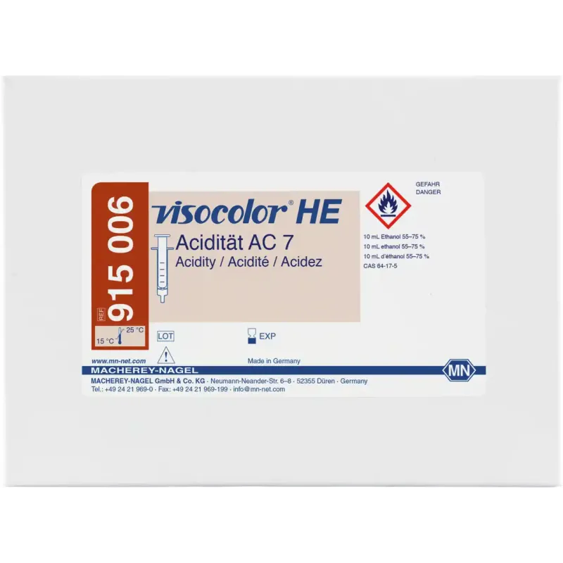 VISOCOLOR HE Acidity AC 7 titration test kit measuring range: 0.2-7.0 mmol/L H+ sufficient for 200 determinations