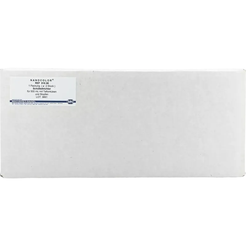 NANOCOLOR Separation funnel 500 ml with PTFE tap and glass stoopper pack of 2