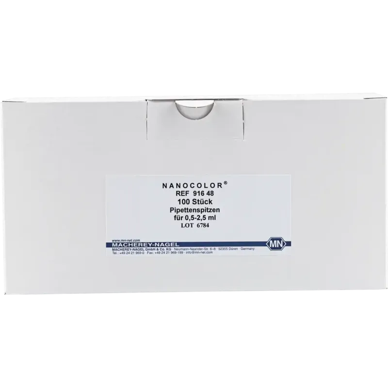 NANOCOLOR plastic tips transparent for 0.5-2.5 mL piston pipettes pack of 100