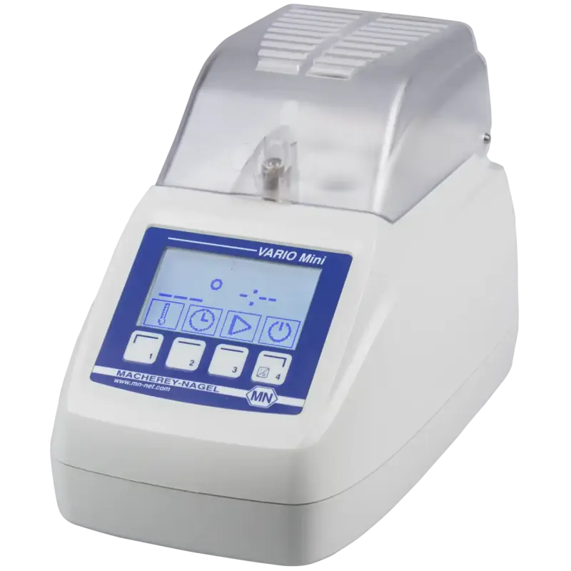 Heating block NANOCOLOR VARIO Mini 6 bore holes for test tubes with 16 mm OD, incl. power supply, hinged protective cover, manual and certificate