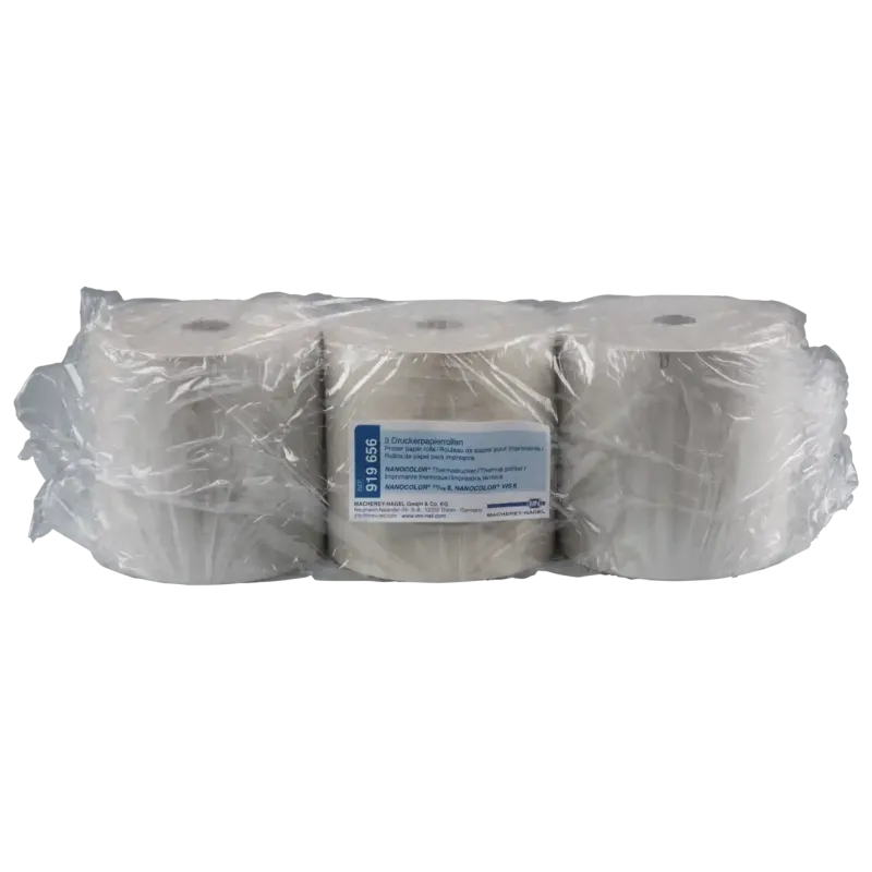 Printer paper rolls for NANOCOLOR thermal printer (REF 919 655) Outer diameter: 80 mm Core diameter: 12 mm width: 80 mm length: 80 m pack of 3 rolls