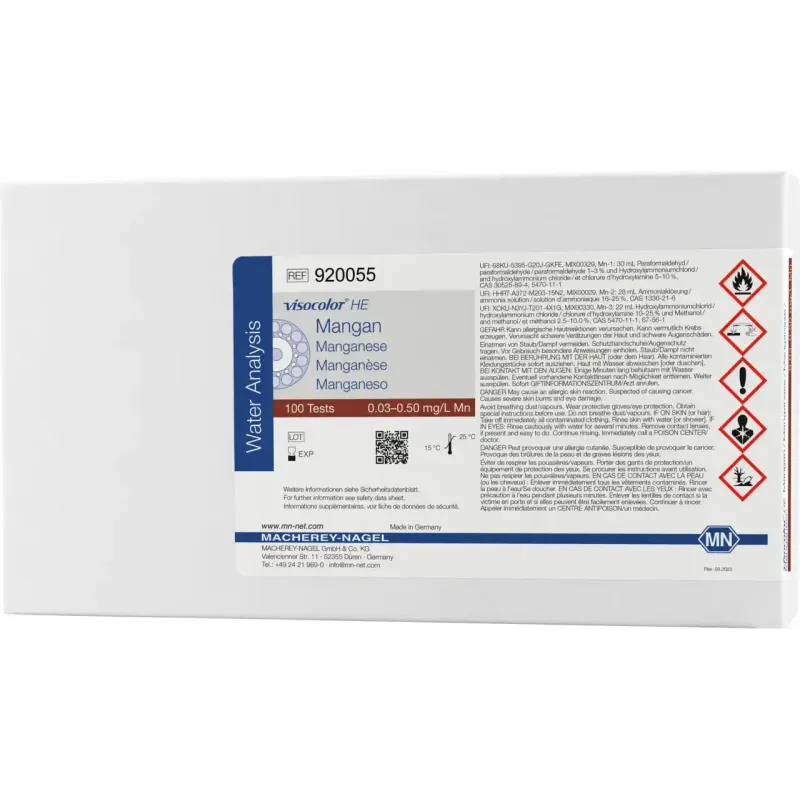 VISOCOLOR HE Manganese highly sensitive test kit measuring range: 0.03-0.50 mg/L Mn sufficient for 100 determinations