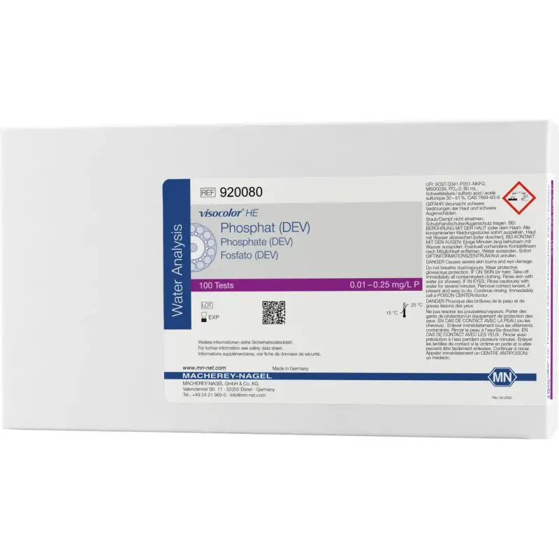 VISOCOLOR HE Phosphate highly sensitive test kit measuring range: 0.01-0.25 mg/L P sufficient for 100 determinations