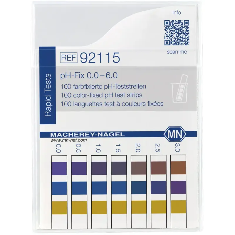 pH-Fix 0.0-6.0 indicator sticks measuring range: pH 0-0.5-1.0-1.5-2.0-2.5-3.0- 3.5-4.0-4.5-5.0-5.5-6.0 pack of 100 sticks 6 x 85 mm
