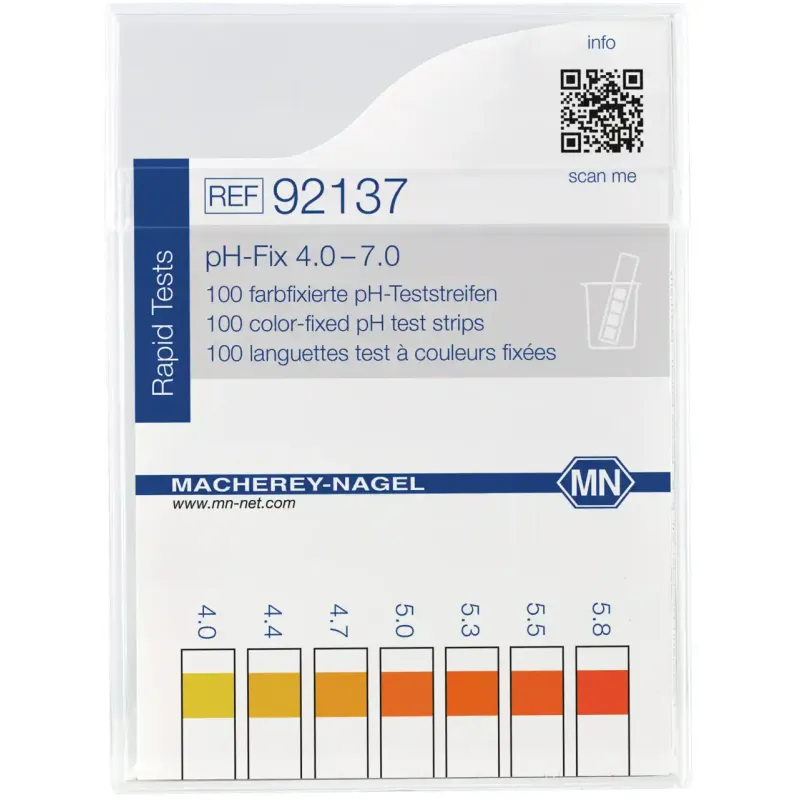 pH-Fix 4.0-7.0 indicator sticks measuring range: pH 4.0-4.4-4.7-5.0-5.3-5.5- 5.8-6.1-6.5-7.0 pack of 100 sticks 6 x 85 mm Delivery as of 8/2021 without CE marking