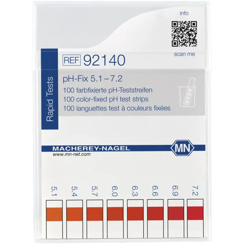 pH-Fix 5.1-7.2 indicator sticks measuring range: pH 5.1-5.4-5.7-6.0- 6.3-6.6-6.9-7.2 pack of 100 sticks 6 x 85 mm