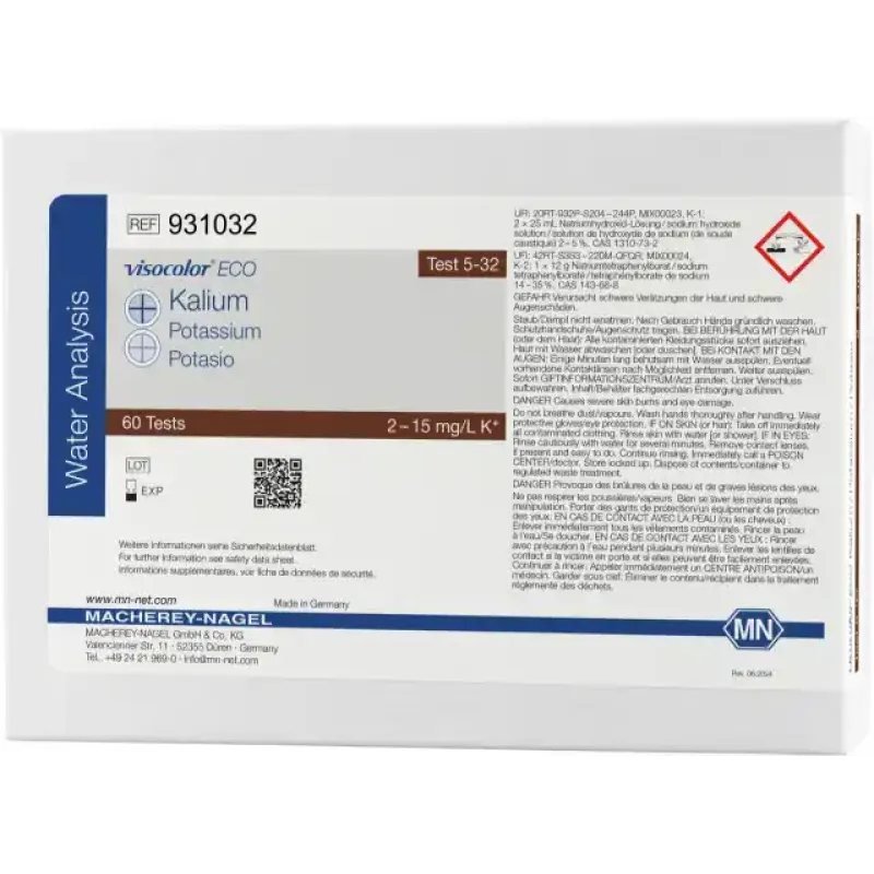 VISOCOLOR ECO Potassium turbidity test kit measuring range: 2-15 mg/L K+ sufficient for 60 determinations