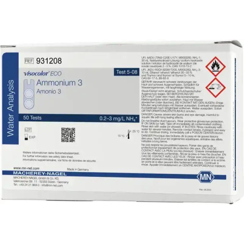 VISOCOLOR ECO Ammonium 3 colorimetric test kit - refill pack - measuring range: 0.2-3 mg/L NH4+ sufficient for 50 determinations