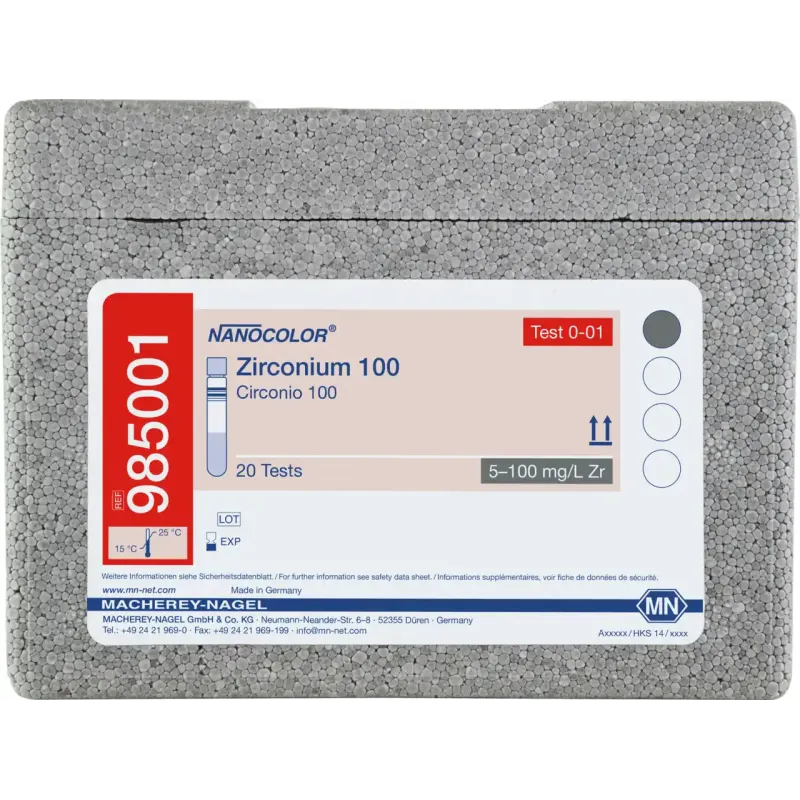 NANOCOLOR Zirconium 100 tube test measuring range: 5-100 mg/L Zr sufficient for 20 determinations