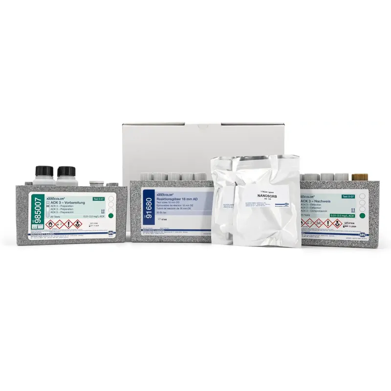 NANOCOLOR AOX 3 tube test measuring range: 0.1-3.0 mg/L AOX 0.01-0.30 mg/L AOX sufficient for 20 determinations