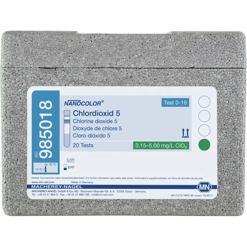 NANOCOLOR Chlorine dioxide 5 tube test measuring range: 0.15-5.00 mg/L ClO2 sufficient for 20 determinations