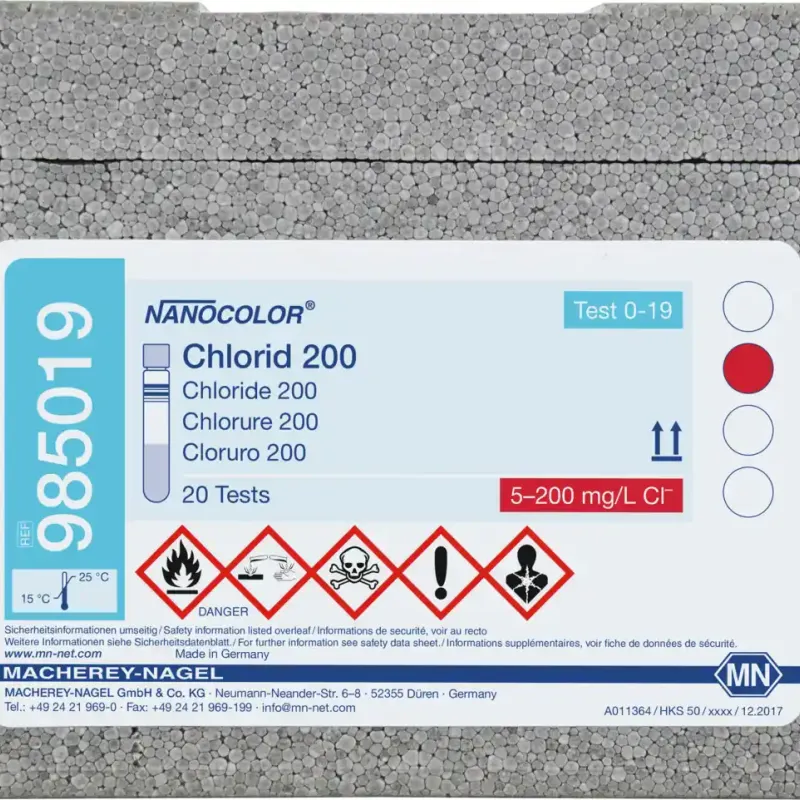 NANOCOLOR Chloride 200 tube test measuring range: 5-200 mg/L Cl-0.10-1.00 g/L Cl- sufficient for 20 determinations