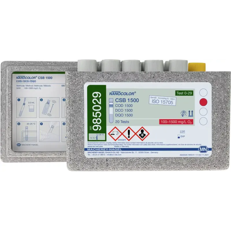 NANOCOLOR COD 1500 tube test measuring range: 100-1500 mg/L O2 sufficient for 20 determinations