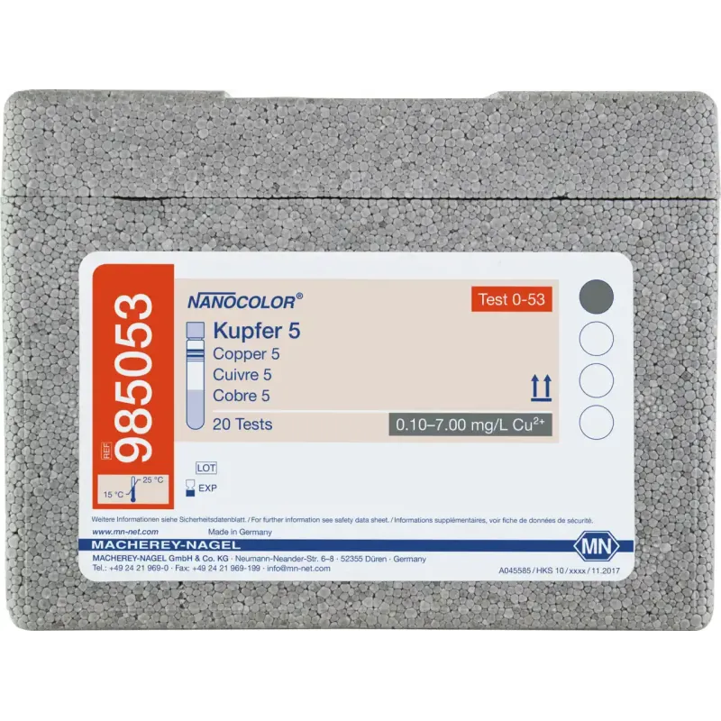 NANOCOLOR Copper 5 tube test measuring range: 0.10-7.00 mg/L Cu2+ sufficient for 20 determinations