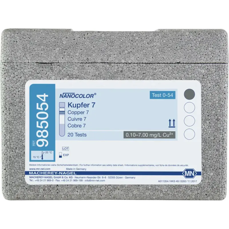 NANOCOLOR Copper 7 tube test measuring range: 0.10-7.00 mg/L Cu2+ sufficient for 20 determinations