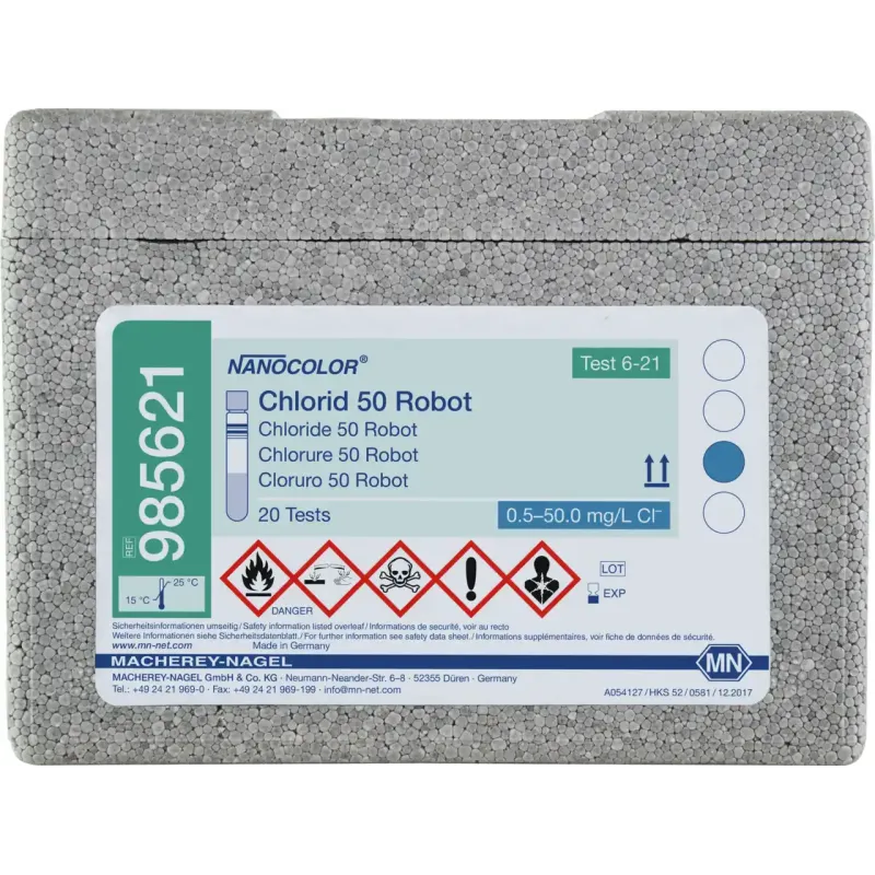 NANOCOLOR Chloride 50 for examination on Skalar robots tube test measuring range: 0.5-50.0 mg/L Cl- sufficient for 20 determinations