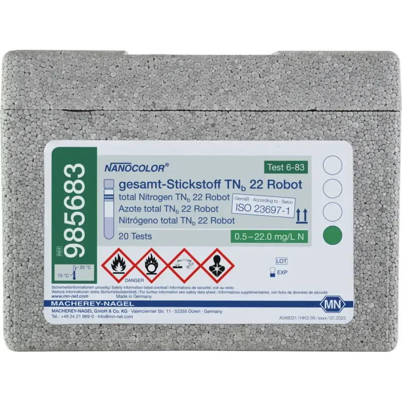 NANOCOLOR total Nitrogen TNb 22 for examination on Skalar robots Tube test with Barcode pack of 20 tests