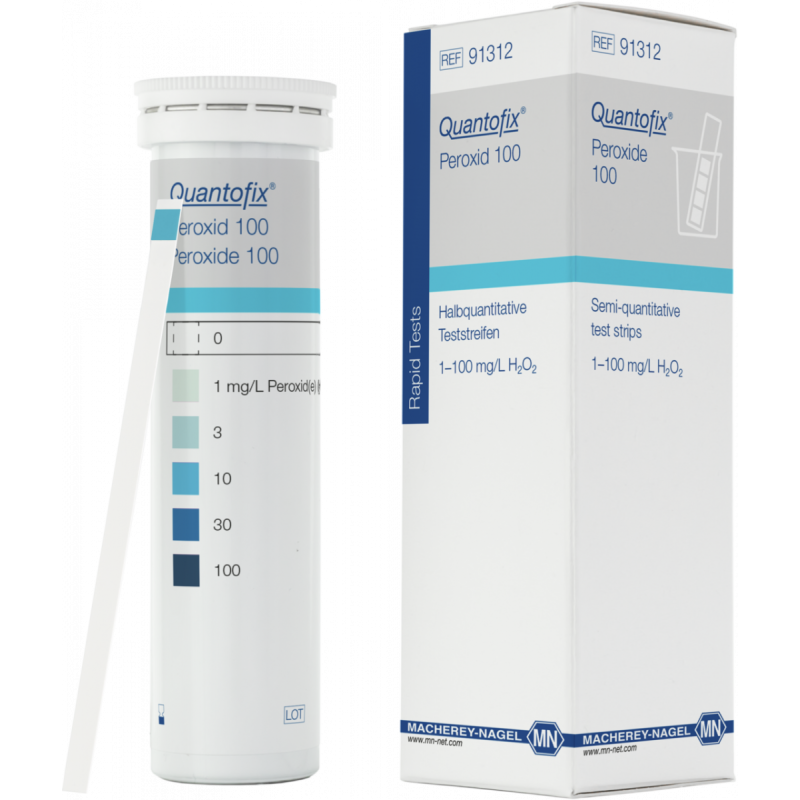 QUANTOFIX Peroxide 100 test strips 6 x 95 mm measuring range: 0-1-3-10-30-100 mg/L H2O2 sufficient for 100 determinations
