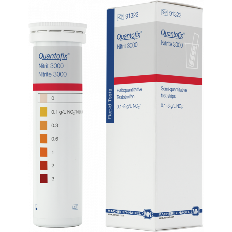 QUANTOFIX Nitrite 3000 test strips 6 x 95 mm measuring range: 0-0.1-0.3-0.6-1-2-3 g/L NO2- sufficient for 100 determinations