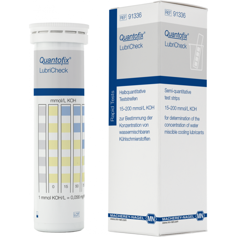 QUANTOFIX LubriCheck test strips 6 x 95 mm measuring range: 0-15-50-75-130-200 mmol/L KOH sufficient for 100 determinations