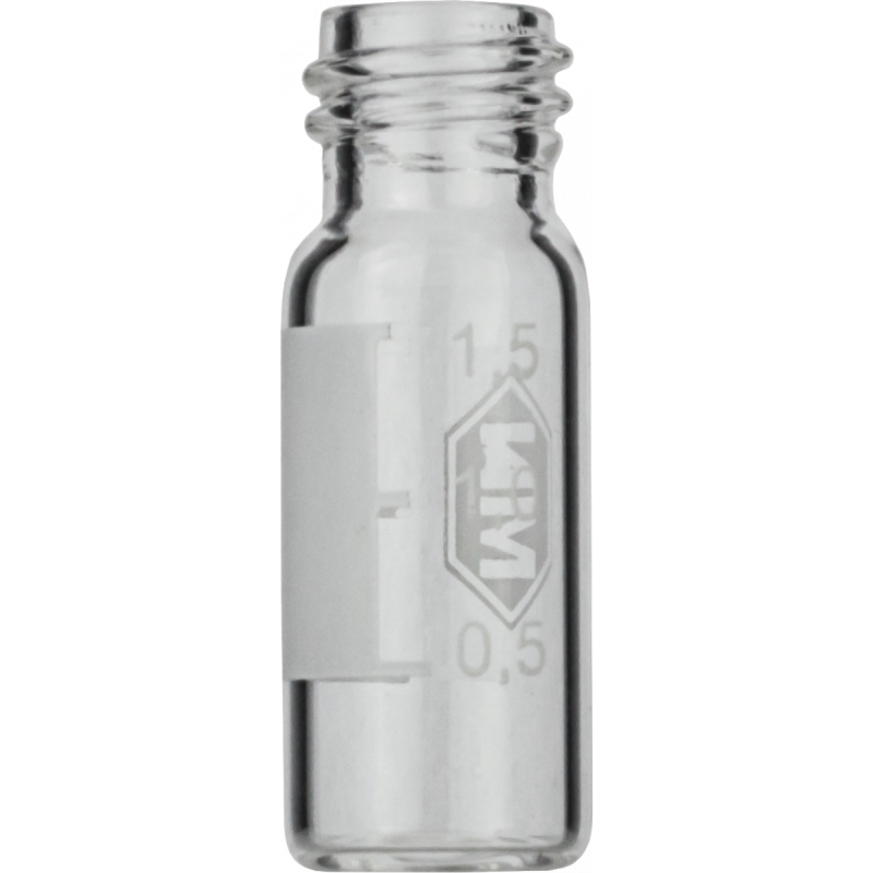 1.5 mL Screw Neck Vial N 10 outer diameter: 11.6 mm, outer height: 32 mm clear, flat bottom, wide opening, label + scale pack of 100
