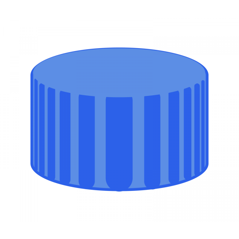 N 9 PP screw cap, blue, closed top PTFE virginal, white Hardness: 53° shore D Thickness: 0.25 mm pack of 100