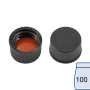N 13 PP screw cap, black, closed top Red Rubber/FEP colorless Hardness: 45° shore A Thickness: 1.5 mm pack of 100