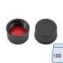 N 13 PP screw cap, black, closed top Silicone white/PTFE red Hardness: 45° shore A Thickness: 1.3 mm pack of 100