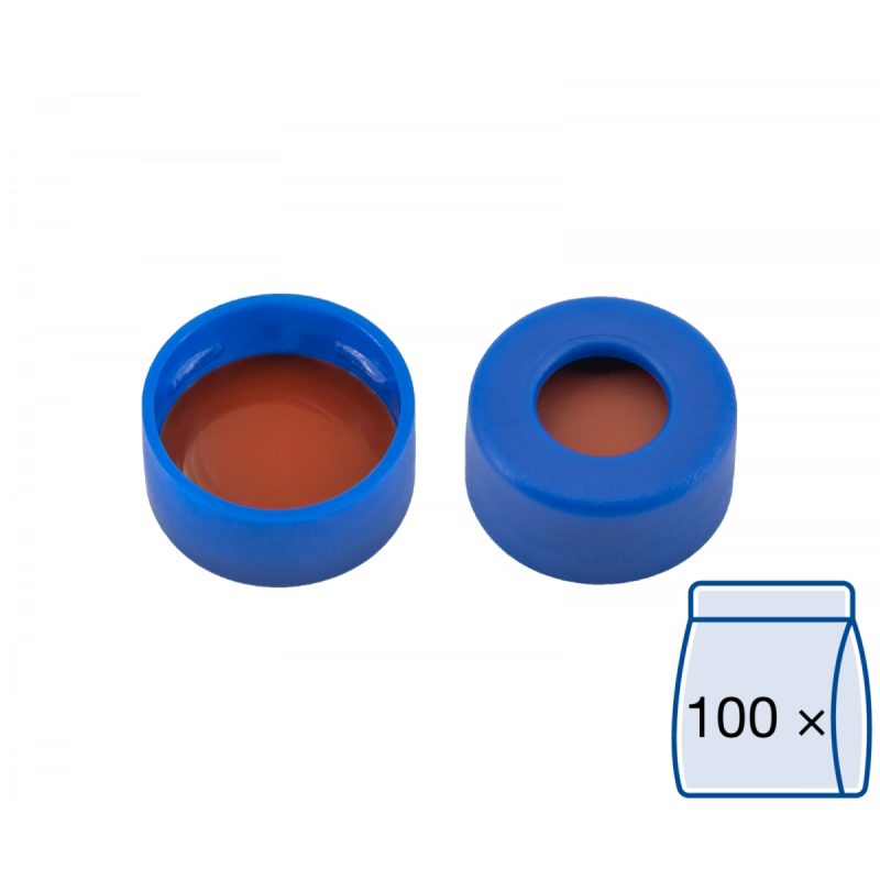 N 11 PE snap ring cap, blue, center hole Red Rubber/FEP colorless Hardness: 45° shore A Thickness: 1.0 mm pack of 100