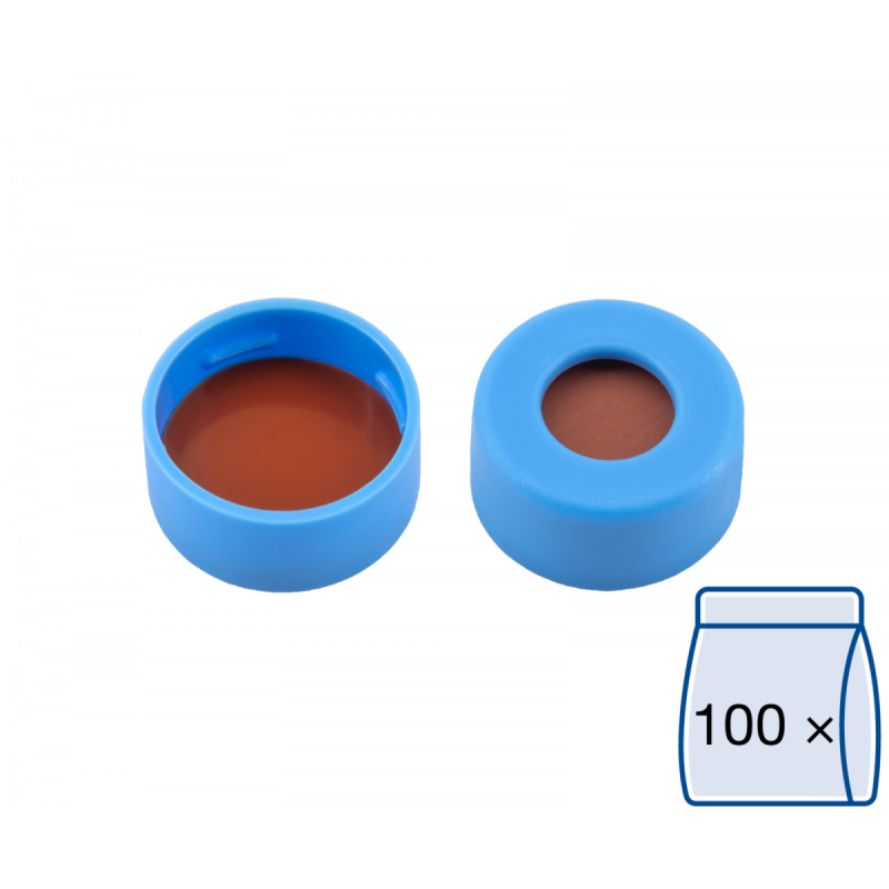 N 11 PE snap ring cap, soft, light blue, center hole Red Rubber/FEP colorless Hardness: 45° shore A Thickness: 1.0 mm pack of 100